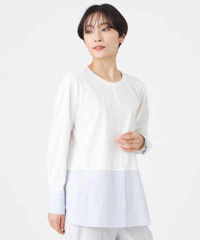 【ウォッシャブル】シャツコンビカットソー