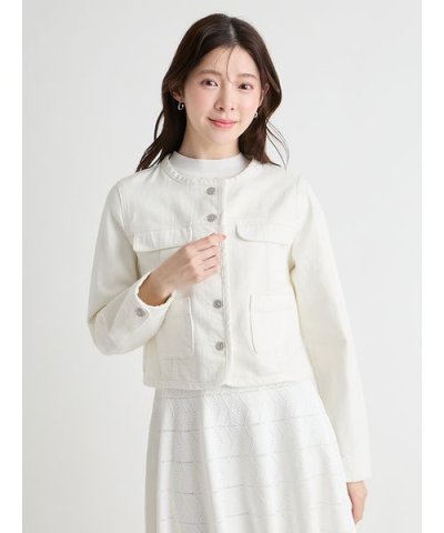 ノーカラーデニムジャケット