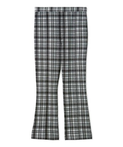 【洗える】チェック柄ストレッチフレアカプリパンツ