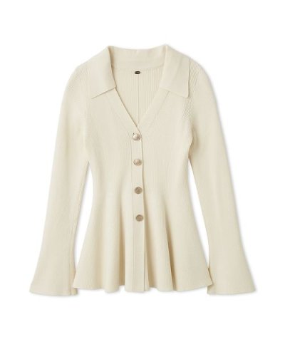 シャツディテールペプラムカーデ