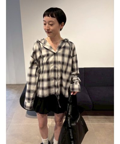 チェックフーディーシャツ