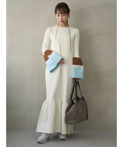 eco ボーダースリーブニットワンピース