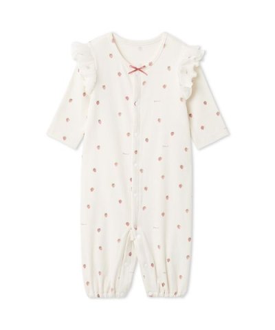 【BABY】新生児ストロベリー柄2WAYオール