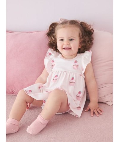 【BABY】カップケーキ柄ロンパース