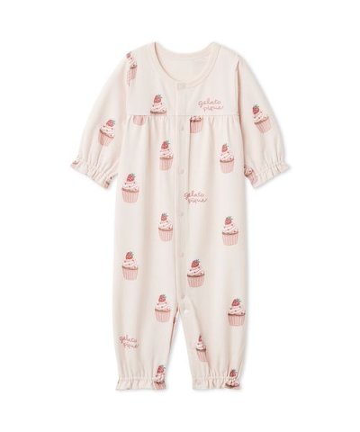 【BABY】新生児カップケーキ柄2WAYオール