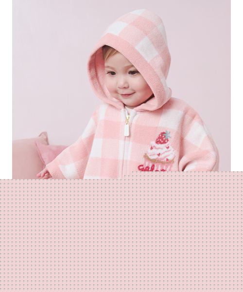 【BABY】エアリーモコギンガムチェック柄ポンチョ