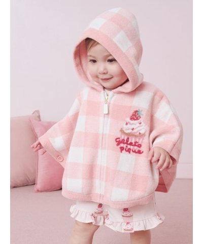 【BABY】エアリーモコギンガムチェック柄ポンチョ