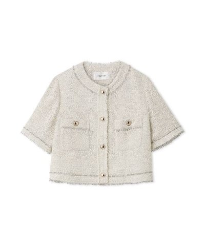 ツイードフリンジ半袖ジャケット
