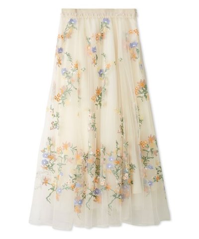 フラワークロスステッチチュールスカート