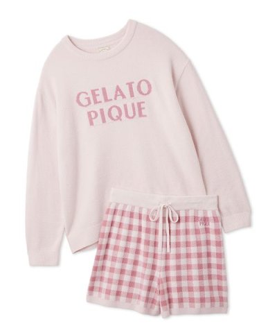 【WhiteDay】ロゴプルオーバー&チェックショートパンツセット