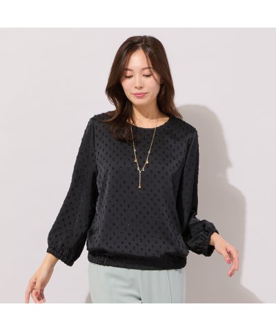 ピサーノ PISANO 【手洗いOK】ドビーサテン・ギャザーブラウス