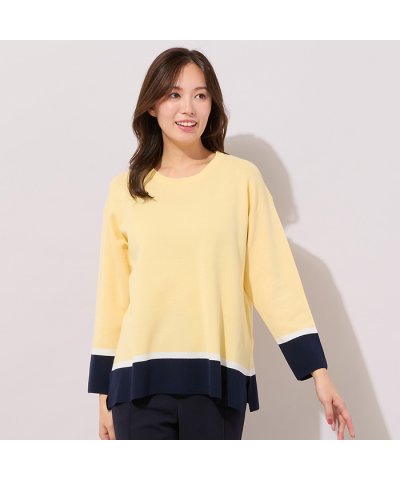 ピサーノ PISANO 【手洗いOK】トリカラー・サイドスリットニットプルオーバ