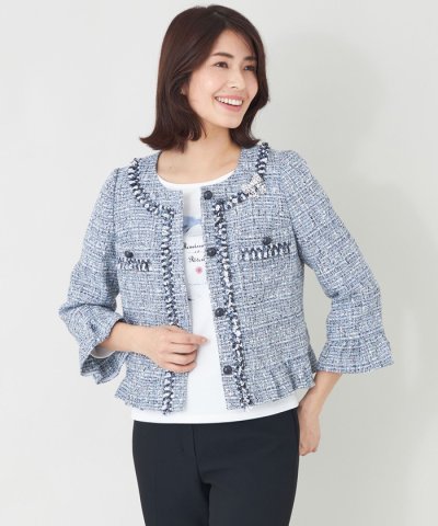 【L】デニムライクツイード ジャケット