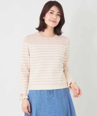 【L】スパンコール ボーダーニット