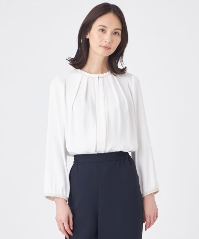 【ウォッシャブル】バックサテンジョーゼットブラウス