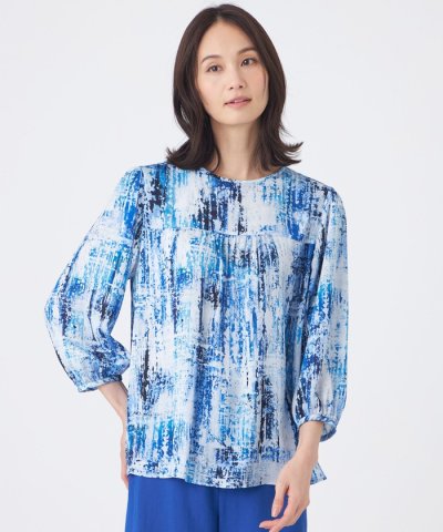 【ウォッシャブル】スプラッシュプリントブラウス