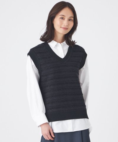 【ウォッシャブル】ツイードライクニットジレ