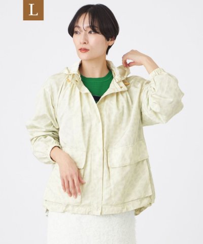 【L】【花粉対策・ウォッシャブル】プリントポランタフタギャザーブルゾン