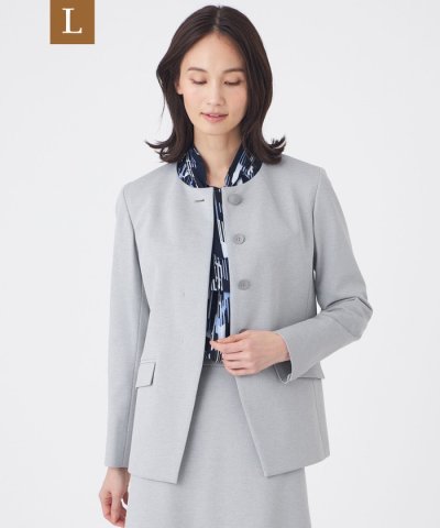 【L】【美シリーズ・ウォッシャブル】トリアセスビンダイアゴナルノーカラージャケッ