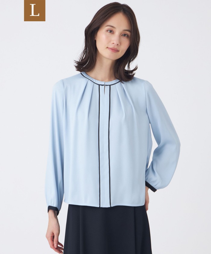 L】【ウォッシャブル】バックサテンジョーゼットブラウス(508732228