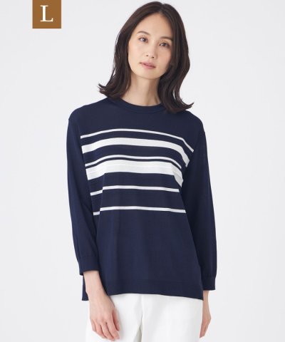 【L】【ウォッシャブル】シアーニットプルオーバー