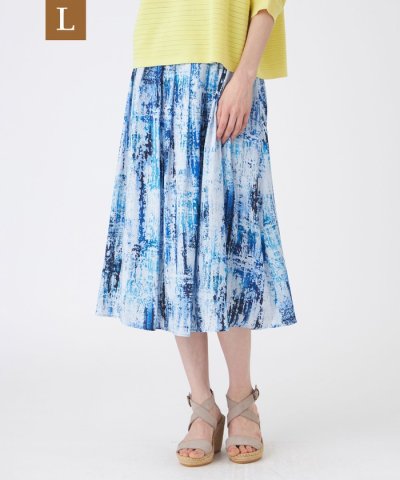 【L】【ウォッシャブル】スプラッシュプリントスカート