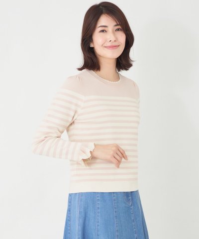 スパンコール ボーダーニット