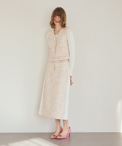 ツイードライン切替スカート