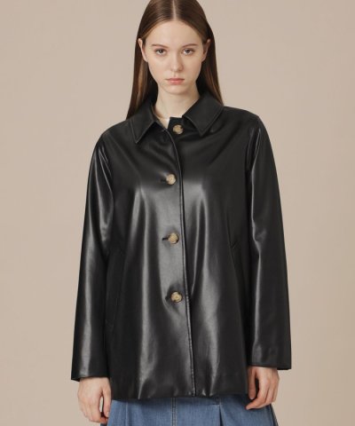 【BANTON/バントン】フェイクレザーステンカラーコート