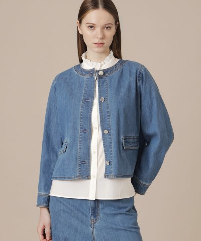 コットンポリエステルレーヨンデニムジャケット