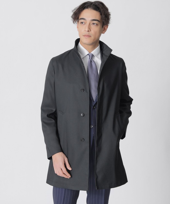 ウーステッドウール スタンドカラーコート(507793700)｜HANKYU MEN'S