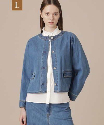 【L】コットンポリエステルレーヨンデニムジャケット