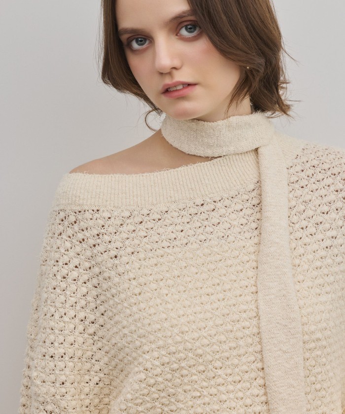 グレースコンチネンタル 21AW ラメ ニット 刺繍 セーター 36 ベージュ ホワイト系｜ニット・セーター｜GRACE CONTINENTAL(グレース