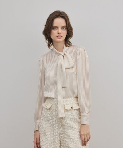 ストライプボウブラウス