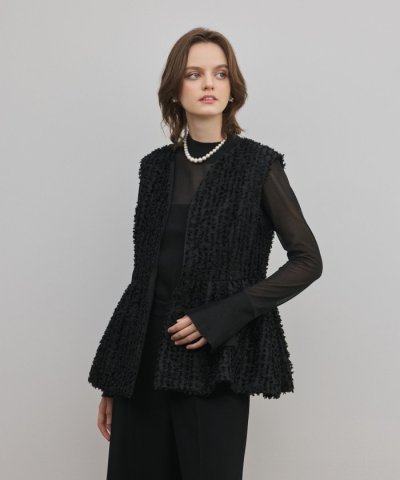 カットジャガードペプラムジレ