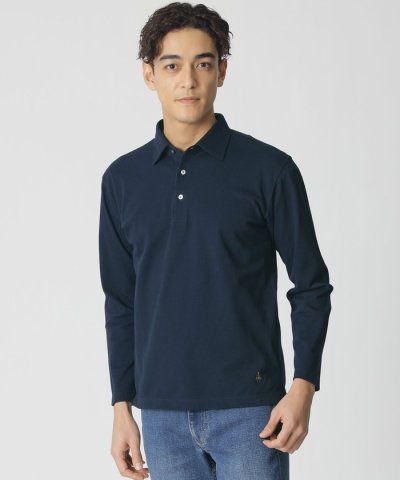 長袖鹿の子カッタウェイポロシャツ