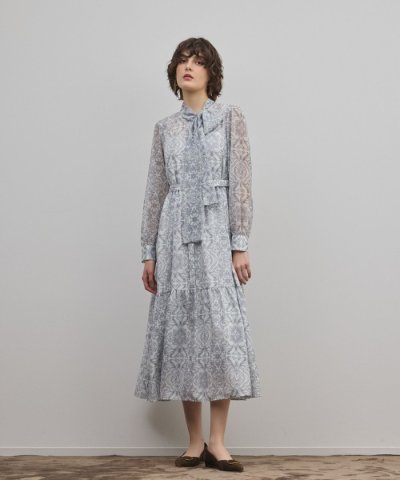 ダマスク柄風プリントワンピース