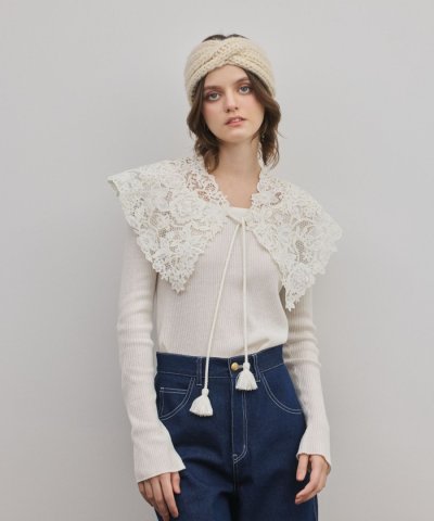 タッセル付レースカラー