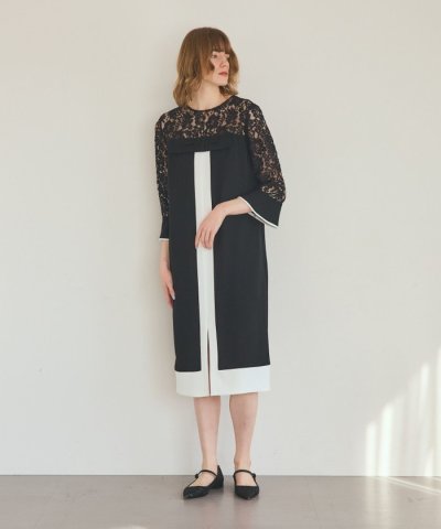 レースコンビバイカラーワンピース