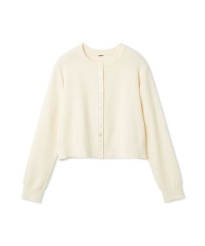 シェル釦デザインクロップドニットカーディガン