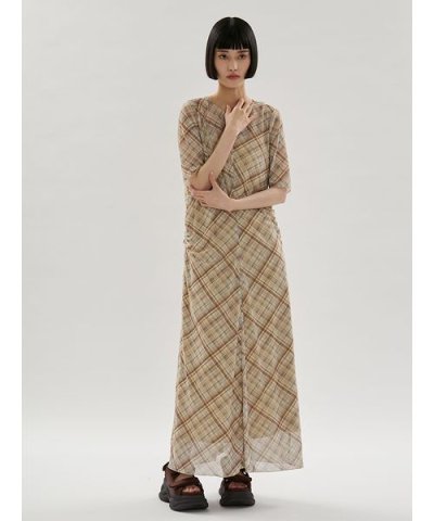 シアーメッシュチェックワンピース