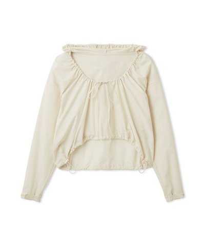 【Movique】ギャザーショートフーディー/撥水/UVカット/接触冷感