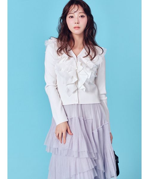 UVカット】【洗える】フリルニットカーディガン(508753492)｜阪急