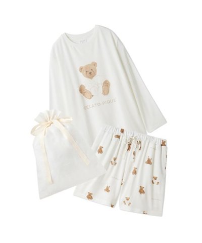 【ラッピング済み】抗菌防臭バスローブベアワンポイントロンT&ショートパンツSET