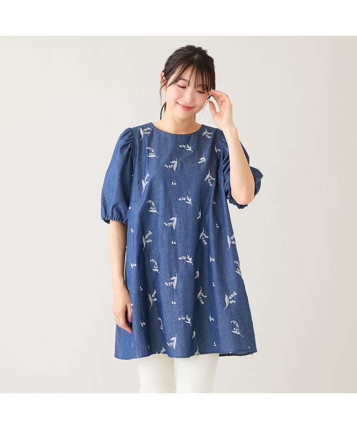 ローズティアラ RoseTiara 【綿100%】スズラン刺繍バックティアードチ