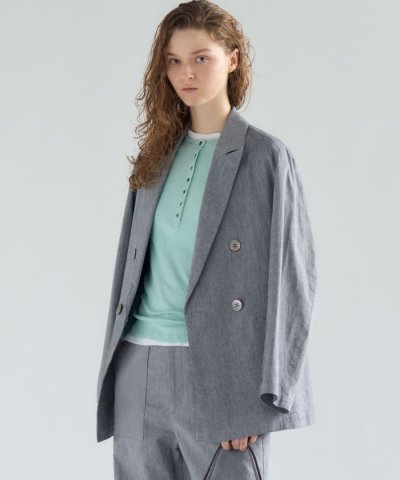 スラブツイルストレッチ オーバーサイズ ダブルジャケット