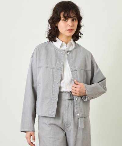 【GREY LABEL】デニムノーカラートラッカージャケット