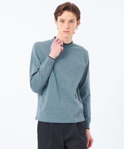 12G プレーティング天竺 ライン入りモックネック