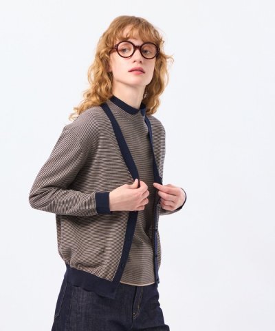 バイカラーファインコットンカーディガン