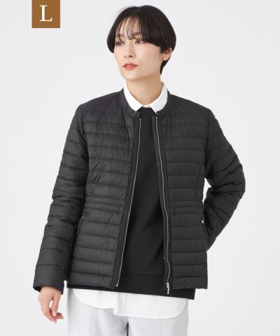 【L】【ウォッシャブル】ノーカラーライトダウン